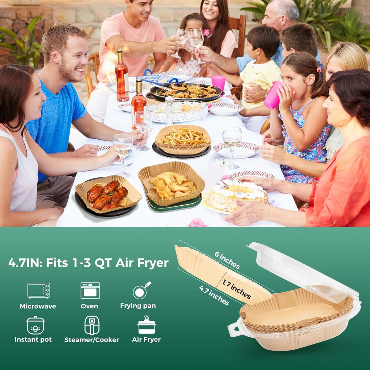 Small Air Fryer Liners Disposable, 2 QT Parchment Paper for COSORI 2.1 Qt Air Fryer, 125PCS 4.7 Inch Square Baking Paper Sheets for Mini Airfryer Basket