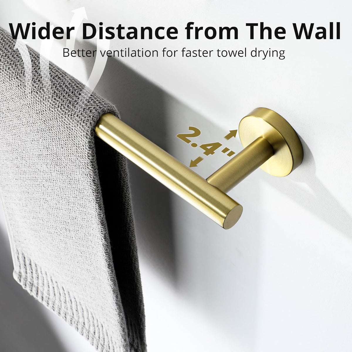 SAYAYO Towel Racks for Bathroom, 31.5 Inch Towel Bar Brushed Gold, Towel Rod Wall Mount, SUS304 Stainless Steel Towel Holder (29 Inch Total Length)