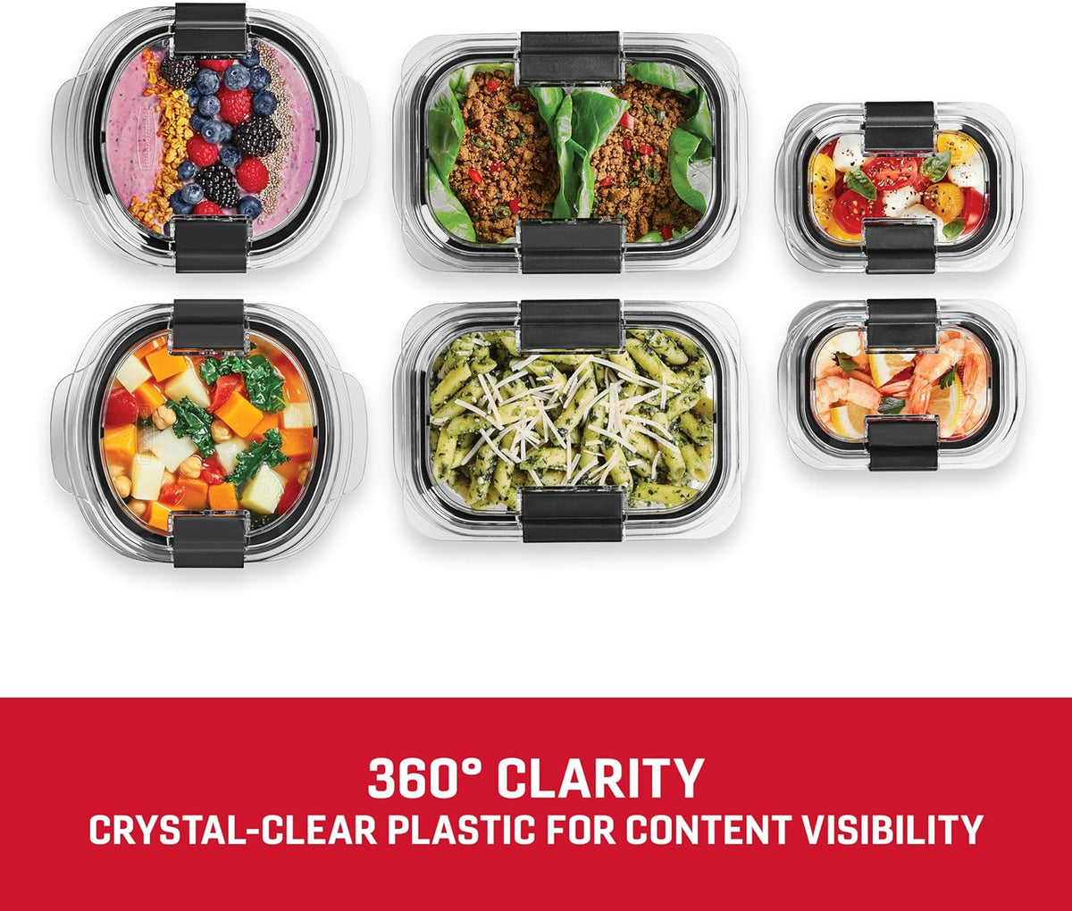 Rubbermaid Brilliance® Round and Rectangular Leak Proof Food Storage Containers, 12 Piece Set