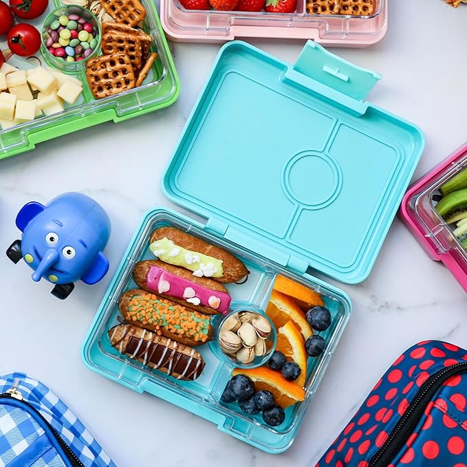 Yumbox Snack Box – Leakproof, BPA-Free, 3-Compartment Snack Container for Kids & Adults – Portable, Lightweight & Easy to Clean – Ideal for Fruits, Veggies, Crackers & Dips (Lavande Unicorn)