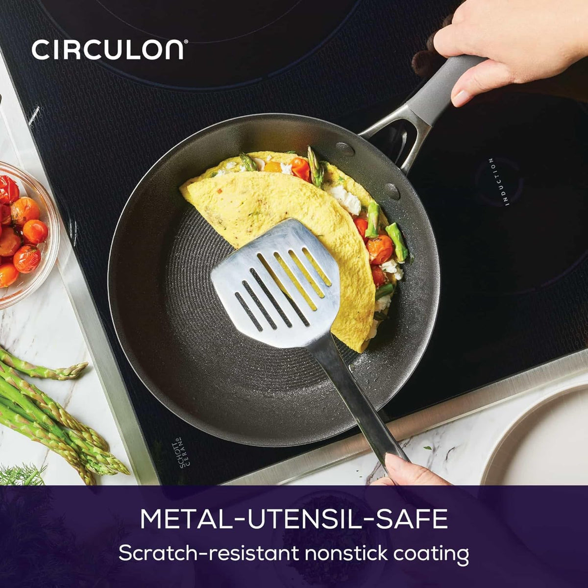 Circulon A1 Series with ScratchDefense Technology Nonstick Induction Frying Pan/Skillet, 10 Inch, Graphite