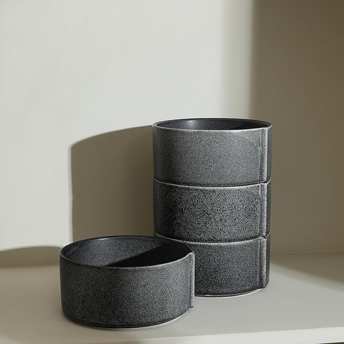 Stone Lain Bao 4-Piece Bowl Set Stoneware, Charcoal