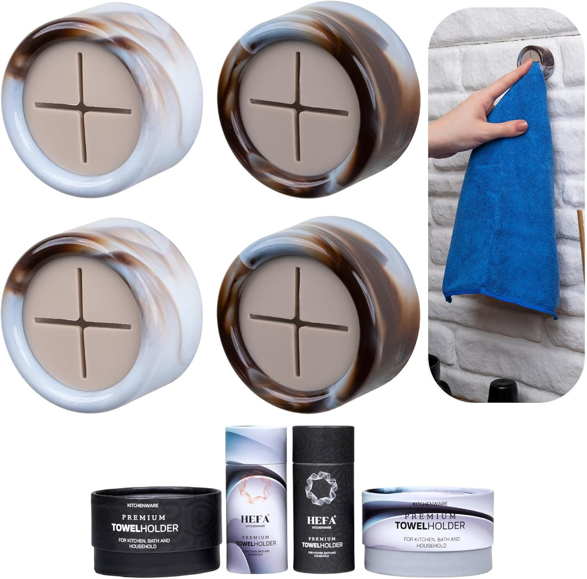 HEFA Towel Holder, Towel Hooks, Dish Towel Holder, Kitchen Organization, Bathroom Accesories, Kitchen Towel Hook, Kitchen Towel Holder, Christmas Gift, Kitchen Gadgets 4 Pack