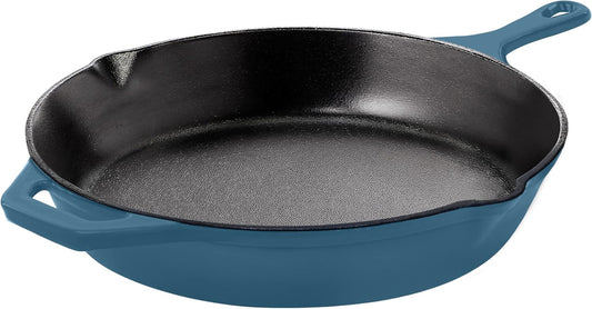 Utopia Kitchen Cast Iron Frying Pan 12 Inch, Cast Iron Chefs Pan, Pre Seasoned Skillet, Safe Grill Cookware for Indoor & Outdoor Use, Teal