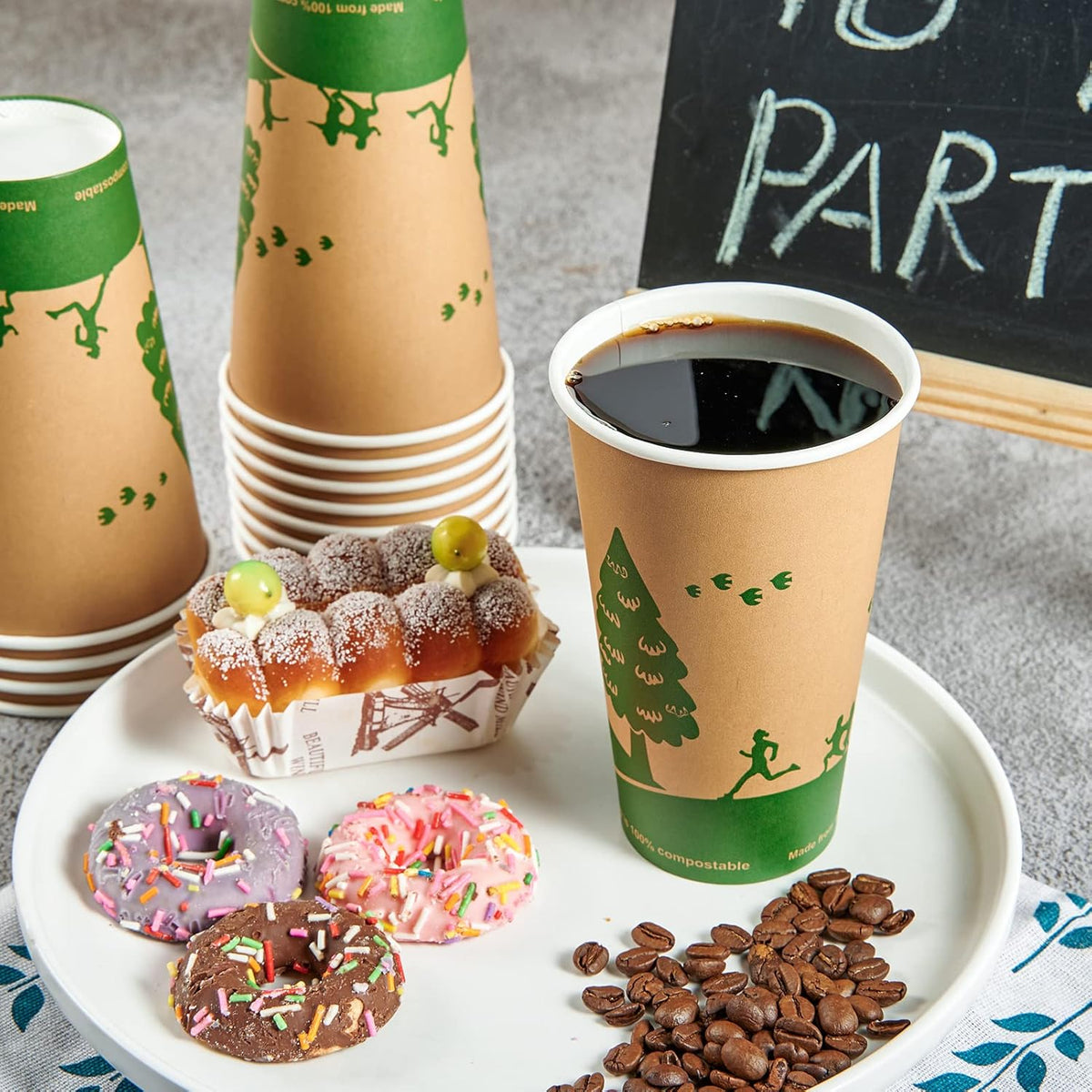 ECOLipak 210 Count 16 oz Paper Cups, 100% Compostable Paper Coffee Cups with PLA Lined, Disposable Biodegradable Hot Paper Cups for Party, Picnic, Travel, and Events