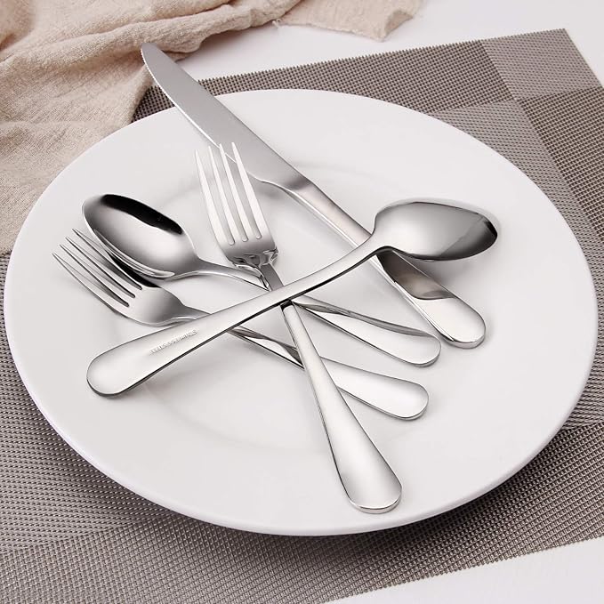 Silverware Set,SHARECOOK 20-Piece Stainless Steel Flatware Set,Kitchen Utensil Set Service for 4,Tableware Cutlery Set for Home and Restaurant, Dishwasher Safe