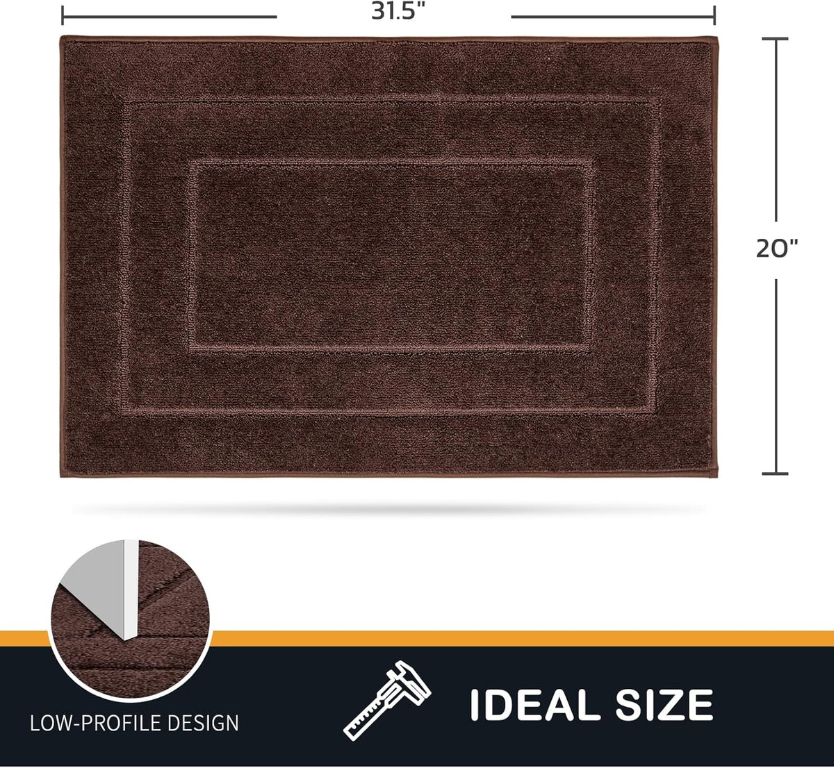 PURRUGS Dirt Trapping Door Mat 20" x 31.5", Non-Slip/Skid Machine Washable Entryway Rug, Dog Doormat, Super Absorbent Welcome Mat for Muddy Wet Shoes and Paws, Brown