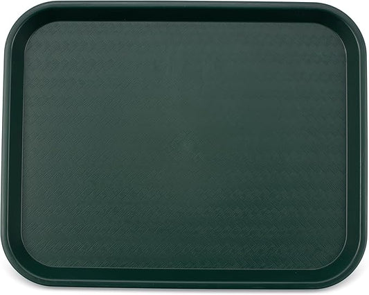 Carlisle FoodService Products Cafe Fast Food Cafeteria Tray with Patterned Surface for Cafeterias, Fast Food, And Dining Room, Plastic, 17.87 X 14 X 0.98 Inches, Forest Green, (Pack of 12)