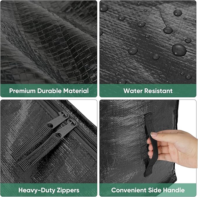 BALEINE 2-Pack Oversized Moving Bags with Reinforced Handles, Heavy-Duty Storage Tote for Clothes, Moving Supplies (Black, 2-Pack)