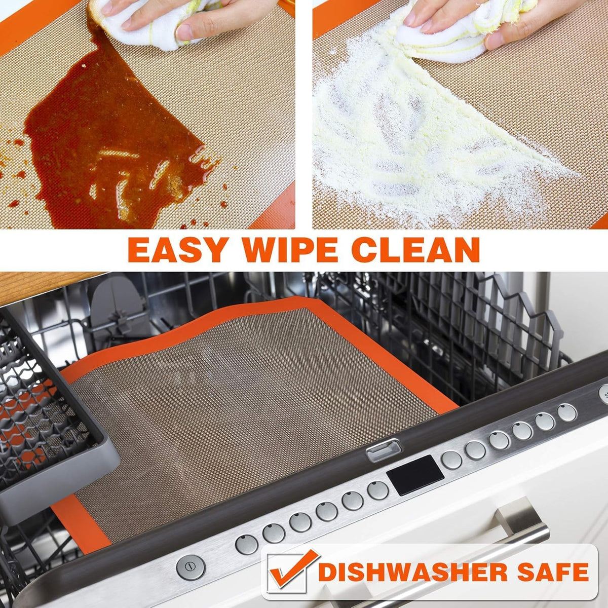 Silicone Baking Mat - Best German Silicone - Non Slip Silicone Baking Sheet, Non Stick Reusable Silicone Mats for Baking, Oven Liner, Counter Mat - 2 Medium-Sheet Size