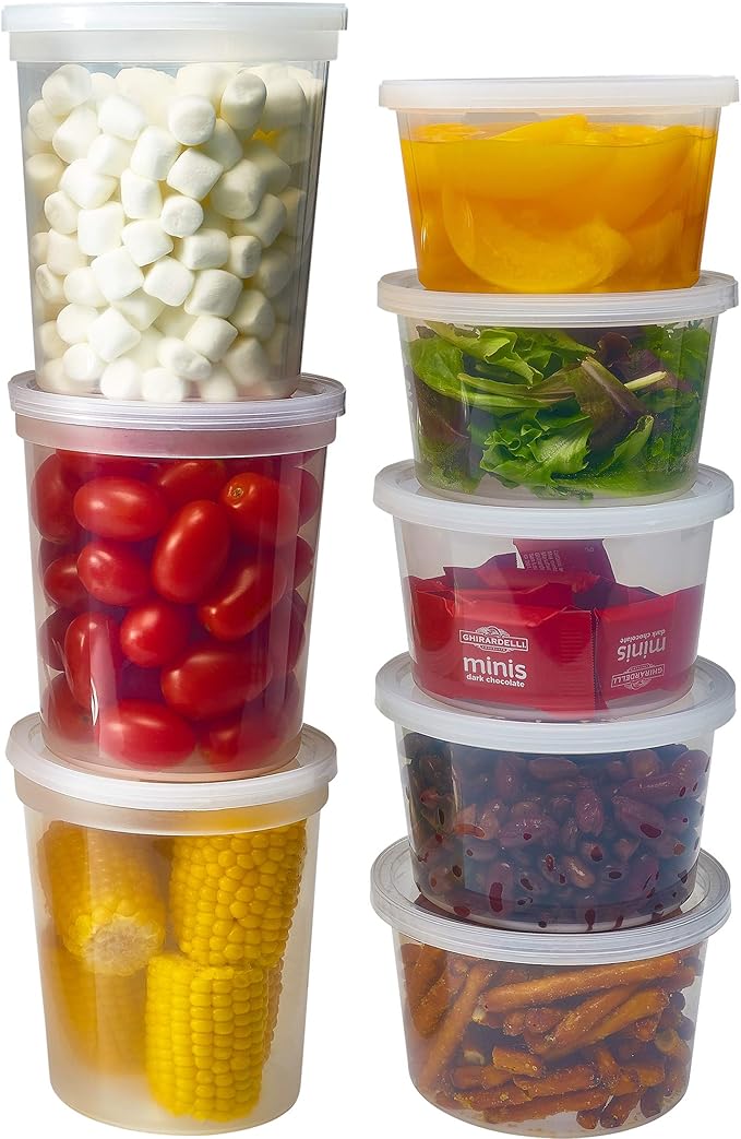 DuraHome Deli Containers with Lids for Food Storage Leakproof - 46 Sets BPA-Free Plastic Microwaveable Clear Food Storage Container Premium Quality, Freezer & Dishwasher Safe (Mixed - 16oz & 32oz.)