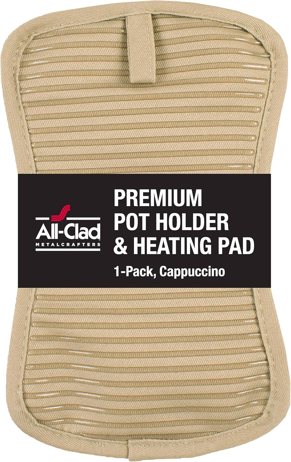 All-Clad Premium Pot Holder & Hot Pad: Heat Resistant to 500 Degrees - 100% Cotton, 10"x6.25" Hot Pad for Kitchen and Barbeque, (1-Pack), Cappuccino