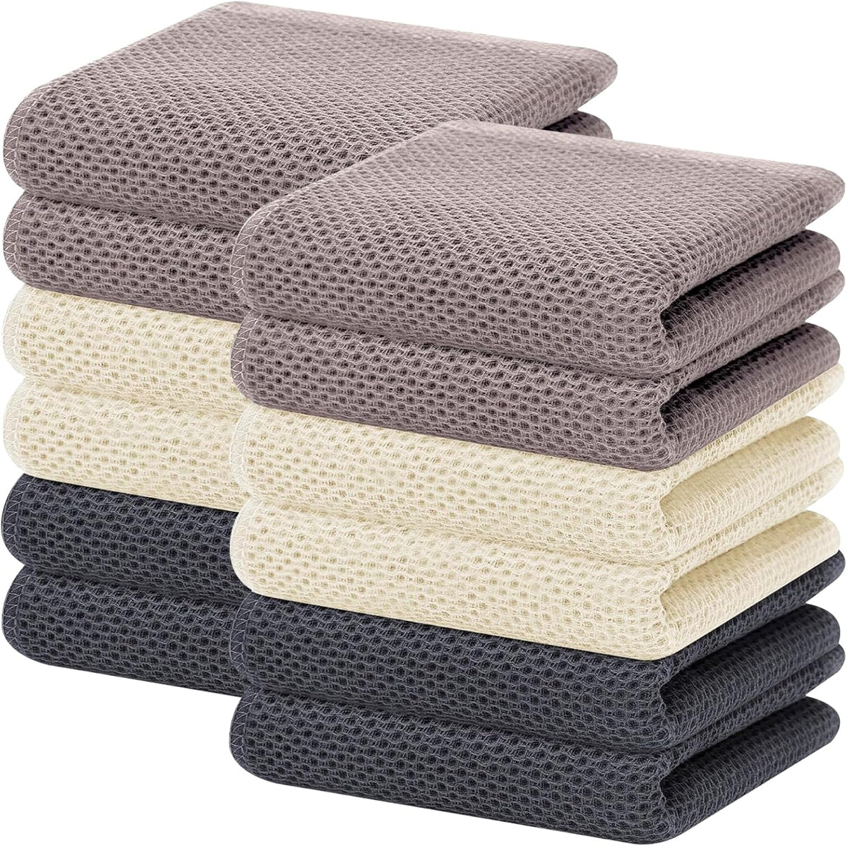 Homaxy 100% Cotton Waffle Weave Kitchen Dish Towels, Ultra Soft Absorbent Quick Drying Cleaning Towel, 13 x 28 Inches, 12-Pack, Mixed Color