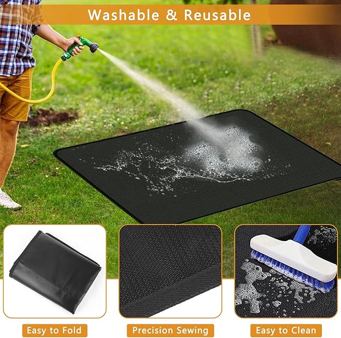 Anze Under Grill Mat for Outdoor Grill, 48 x 90 Inch Anti-Slip BBQ Floor Mats, Easy to Clean Reusable Fireproof Grill Pad, Oil-Proof Waterproof Protector for Indoor Fireplace Pit Mat