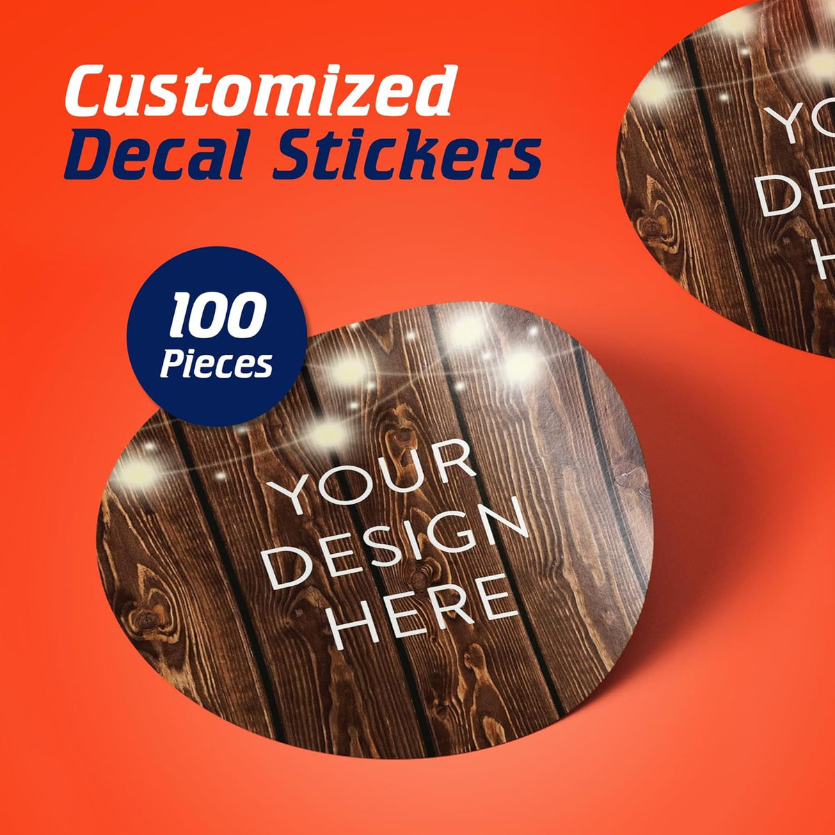 5-1000 Custom Vinyl Stickers - Upload Your own Image, Text, Design, Logo - Personalized Logo Labels for Handmade, Packaging, Bottle, Jars, Candle, Brand Stickers (Wood Lights, 2x2)