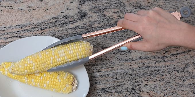 COOK WITH COLOR Stainless Steel Silicone Tipped Kitchen & BBQ Tongs Set, 2 Pc Tongs, Grey