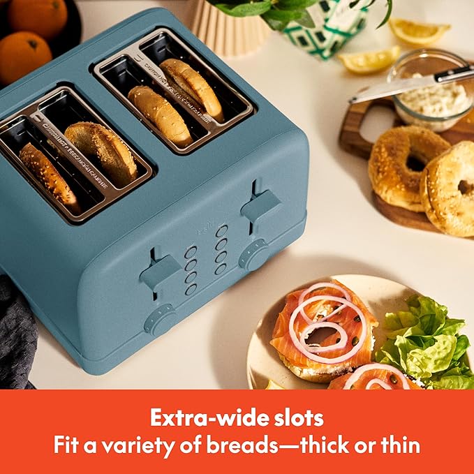 bella 4 Slice Toaster, 6 Setting Shade Control with Reheat & Cancel Buttons, Removable Crumb Tray, Anti Jam & Auto Shutoff, 900 Watt, Surf