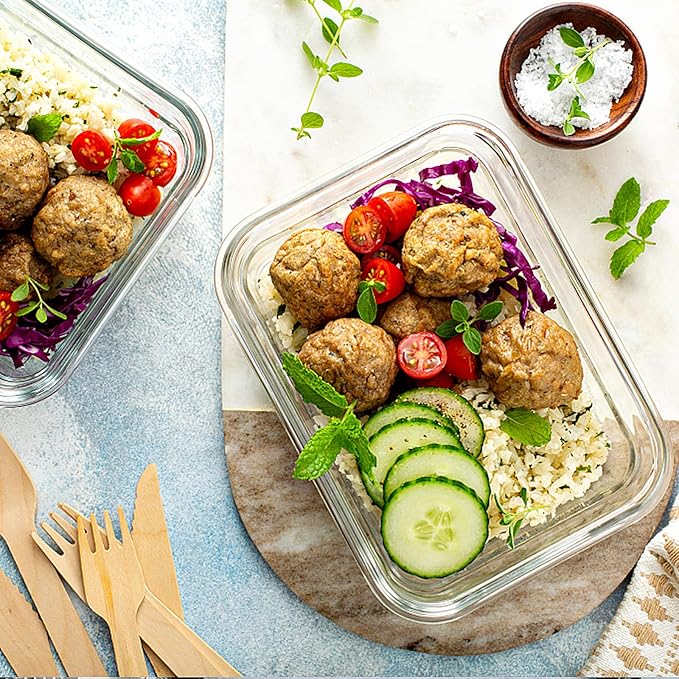 VERONES 10Pack 22OZ Glass Meal Prep Containers, Airtight Glass Lunch Containers Set, Glass Food Storage Containers with Lids,Exclusive of BPA, for Microwave, Oven, Freezer&Dishwasher Friendly,Green