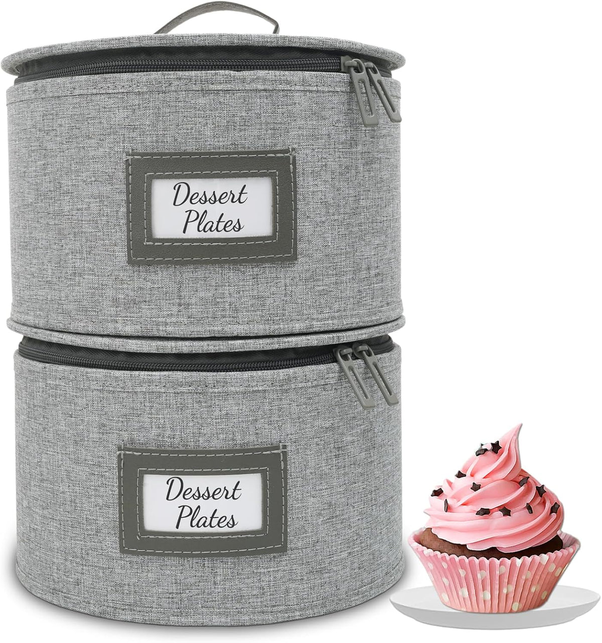 HOMELUX THEORY Dessert Plate Storage Box, 2pc Light Gray Hard Shell China Storage Containers With 24 Felt Pads, Kitchen Storage Bins With Lids, Heavy Duty Moving Box for Dishes & Dinner Plate