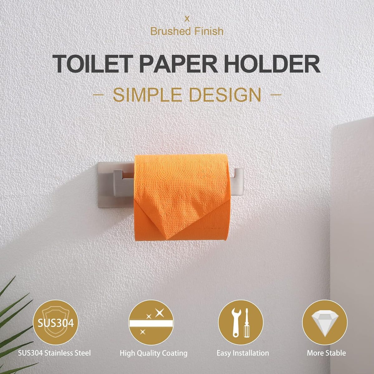 KOKOSIRI Toilet Paper Roll Holder Brushed Nickel Toilet Paper Holder Stainless Steel for Kitchen Bathroom Dispenser Wall Mounted, B2003BR