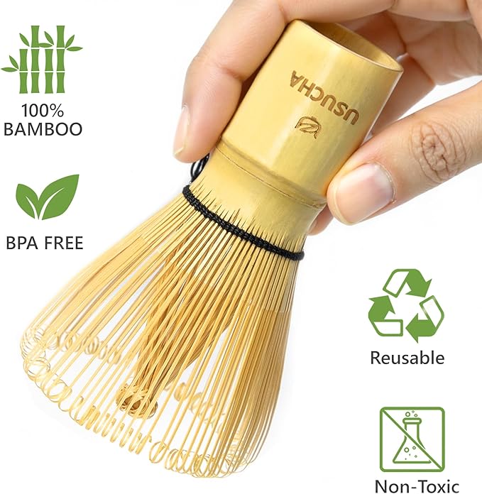 Bamboo Matcha Whisk, Handcrafted Organic Traditional Japanese Chasen, Matcha Stirrer Green Tea Preparation Mixing Tool Accessory (120 Prongs)