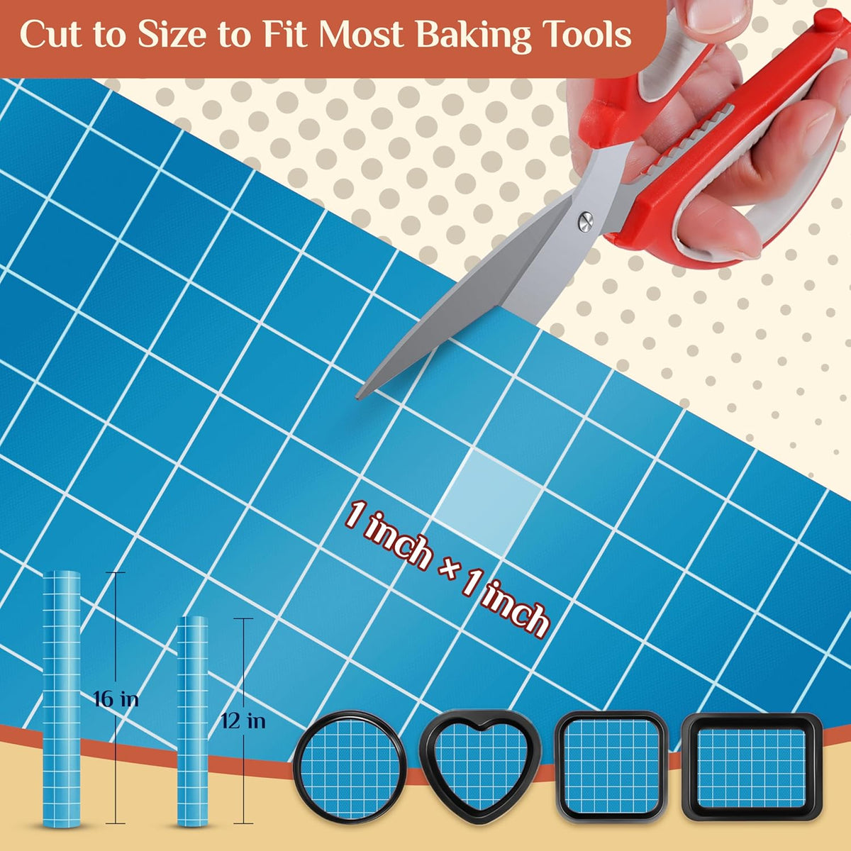 Silicone Baking Mat, 16 IN x 10 FT Free Cutting Baking Sheet, Non-Stick Reusable Dough & Pastry Mat, Non-Slip Silicone Mat Roll for Air Fryer Liner, Freeze Dryer, Oven Baking Pan, Kitchen Counter