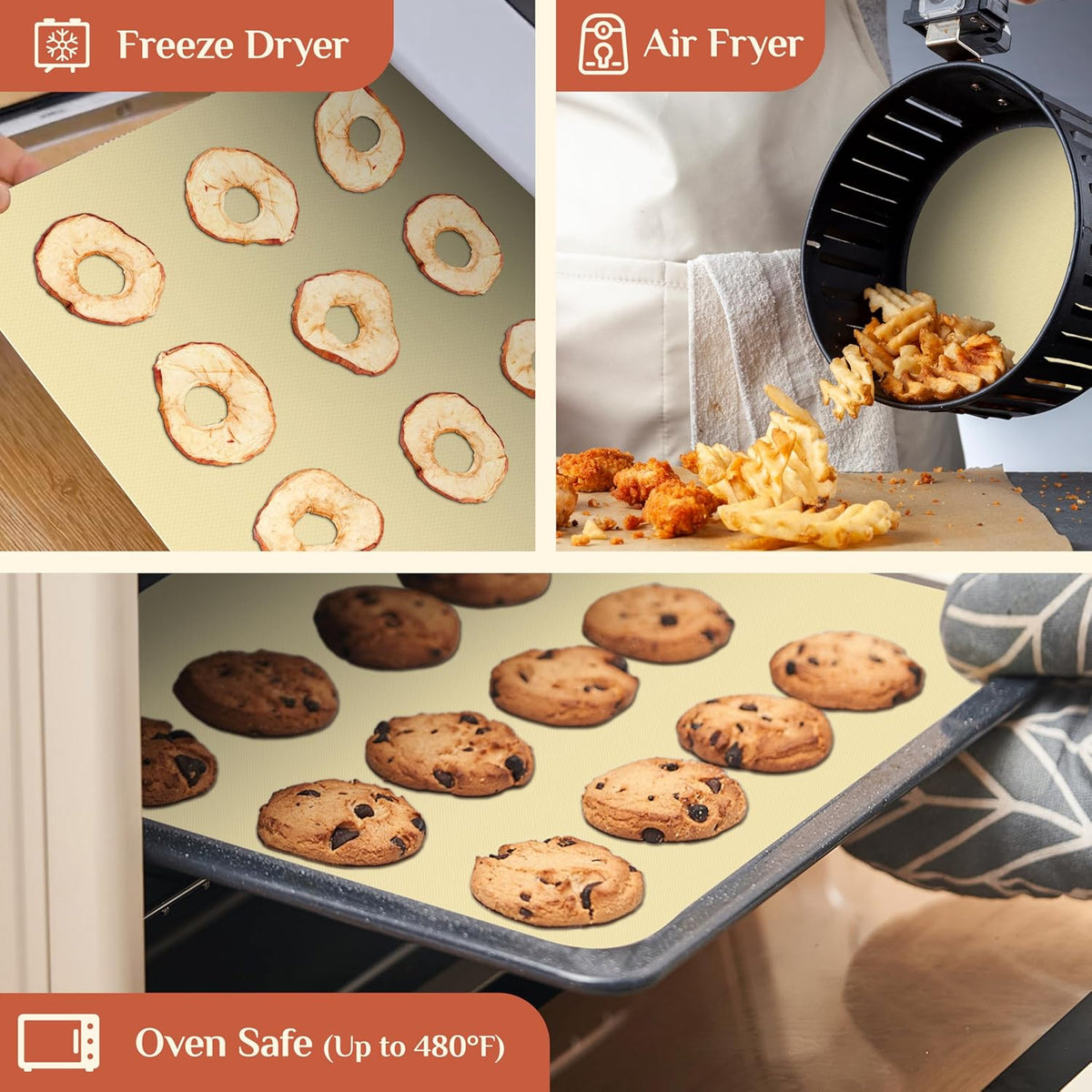 Silicone Baking Mat, 16 IN x 10 FT Free Cutting Baking Sheet,Non-Stick Reusable Dough & Pastry Mat,Non-Slip Silicone Mat Roll for Air Fryer Liner,Freeze Dryer,Oven Baking Pan,Kitchen Counter