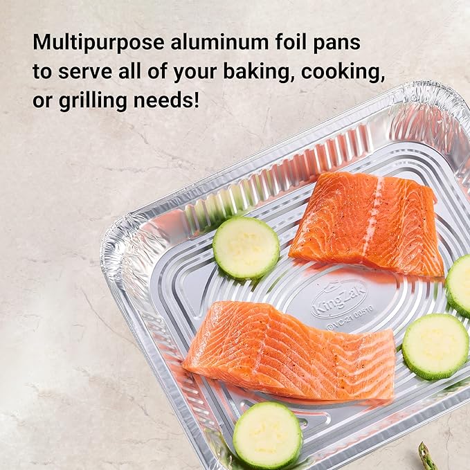 Aluminum Pans Half Size, 9X13, Extra Heavy Duty Disposable Foil Pans For Baking (10 Pack) Roasting & Chafing, Deep Tin Foil Bakeware, Steam Table Tray, Cookware, Food Prepping, Cake & Oven Pan