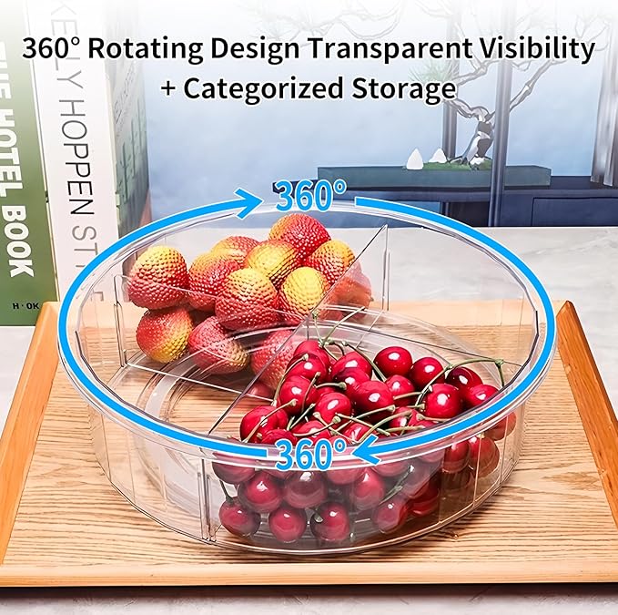 2 Pack Lazy Susan, 10.5 Inch Lazy Susan Organizer, 360 Degree Swivel, for Kitchen, Pantry, Refrigerator, Bathroom and Vanity Countertops (Clear) (2P-10.5 Inch)