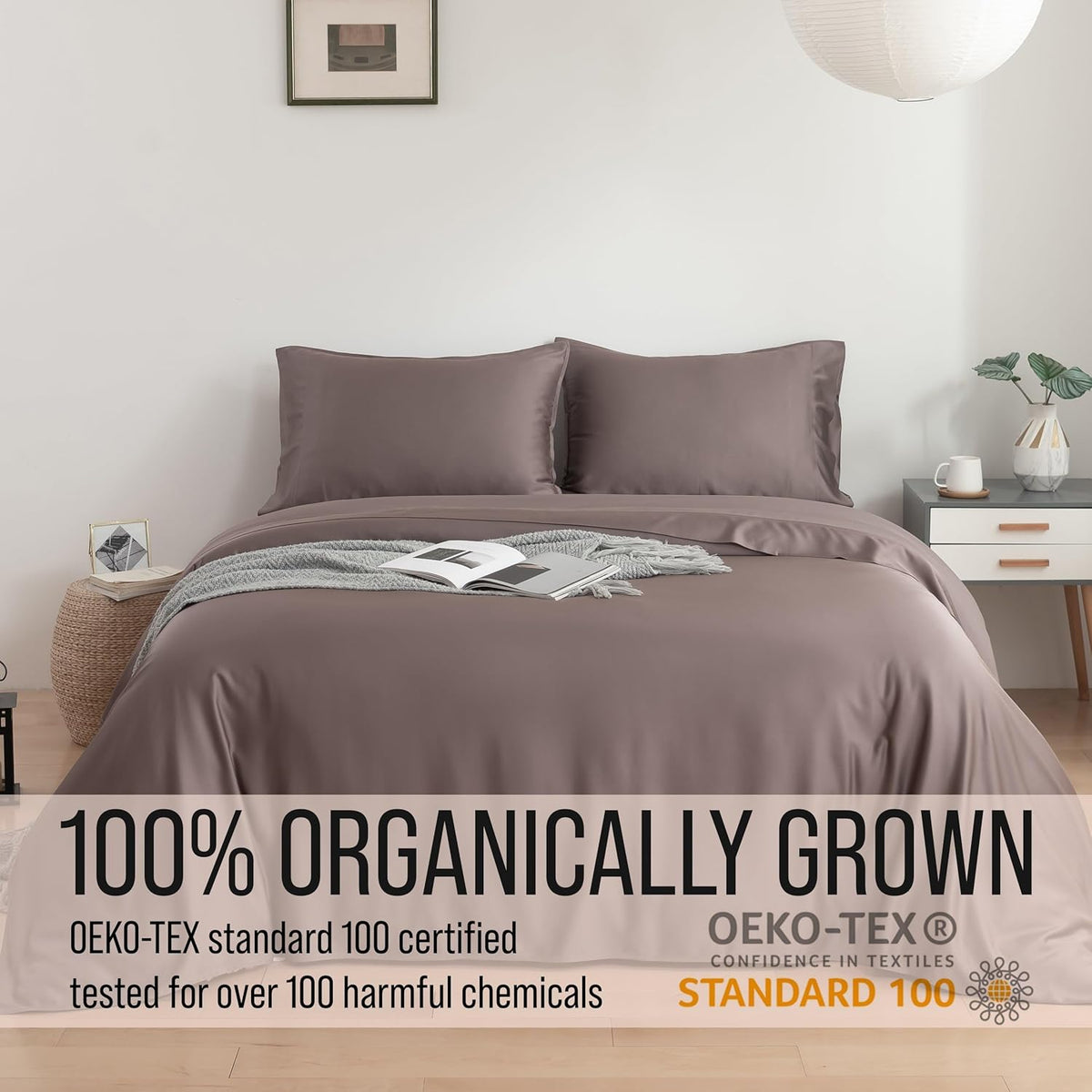 Bella Coterie Luxury Bamboo Viscose Split Top King Size Sheet Set | 100% Organically Grown | Ultra Soft | 34" Split | Cooling for Hot Sleepers | 18" Deep Pocket [Mocha]