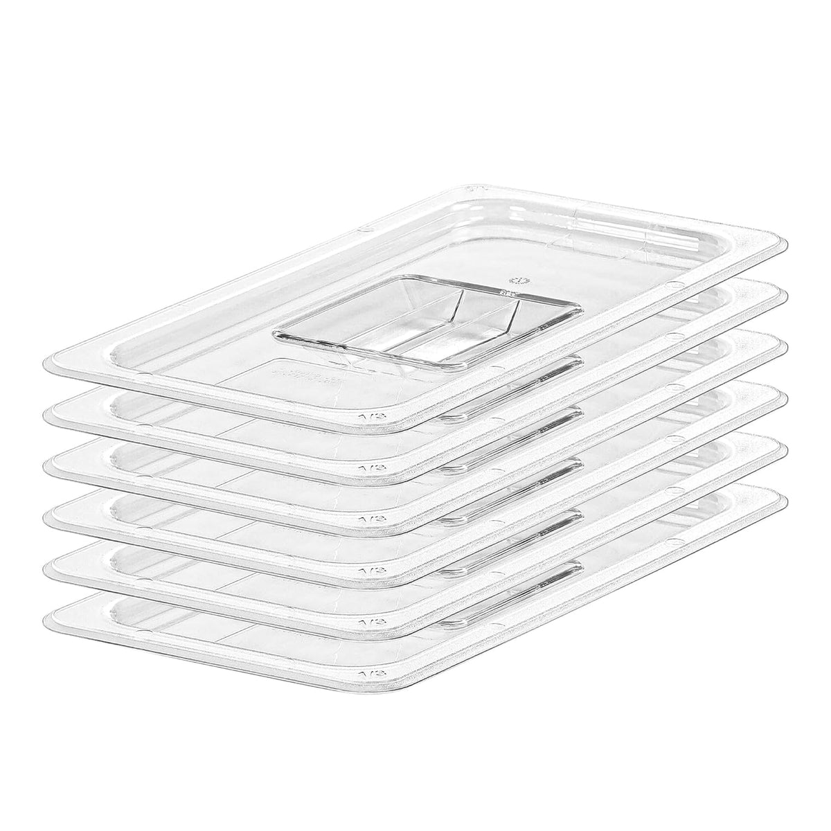 6 PCS Clear Food Pan Lids Universal 1/3 Size Polycarbonate Lids with Handle Food Storagge Container Cover for Commercial Restaurant Hotel Dishwasher Safety BPA Free