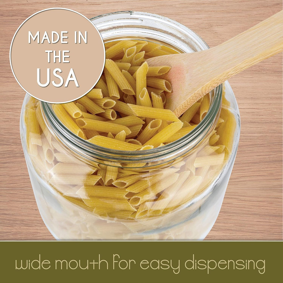kitchentoolz Half Gallon Mason Jar Wide Mouth with Airtight Metal Lid - Safe for Fermenting, Pickling, Sourdough & Kombucha - Glass 64 oz Mason Jar - Made in USA - BPA Free