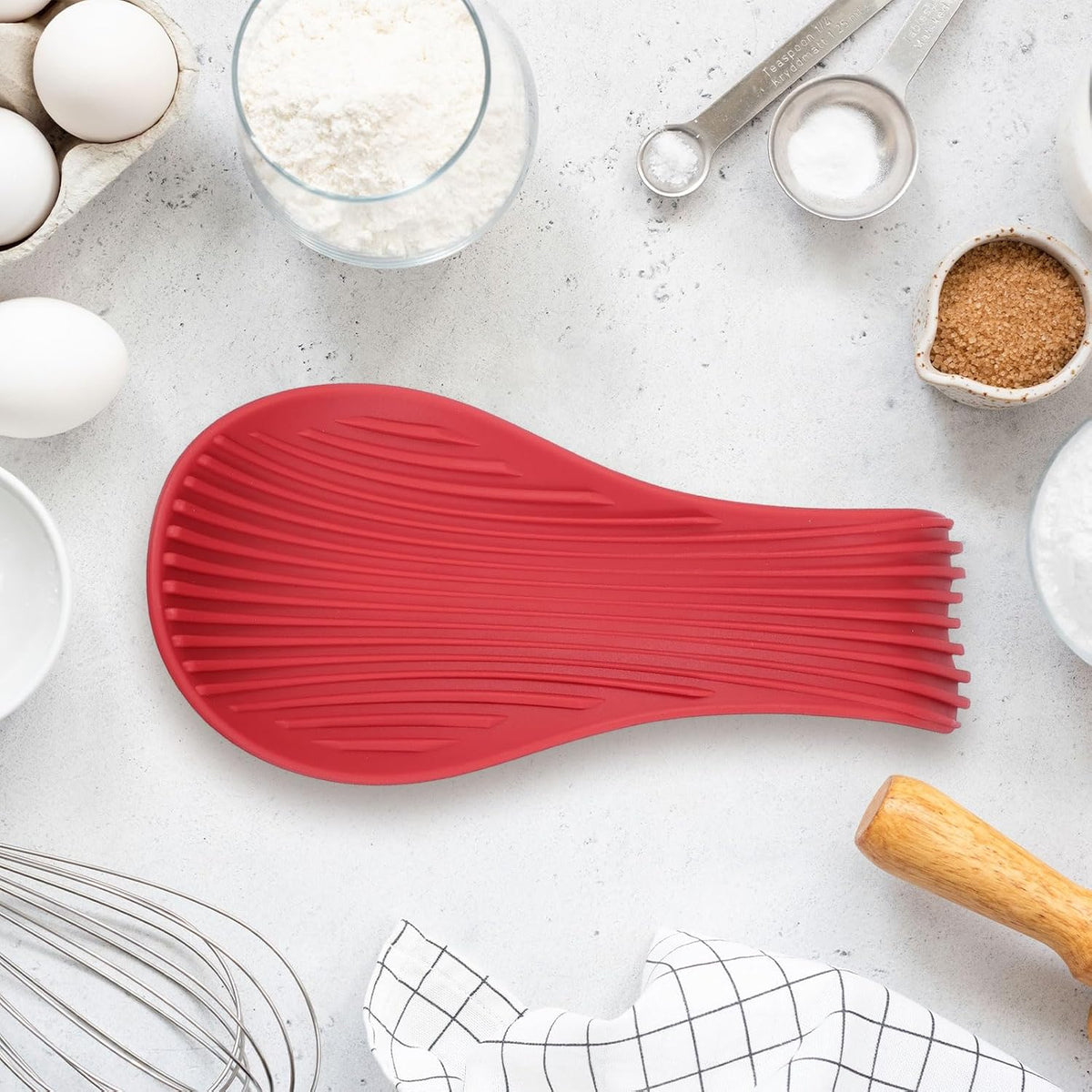 uxcell 1 Set Silicone Spoon Rest for Stove Top, Silicone Spoon Holder for Cooking Spatula, Ladle, Brush Grey/Grey