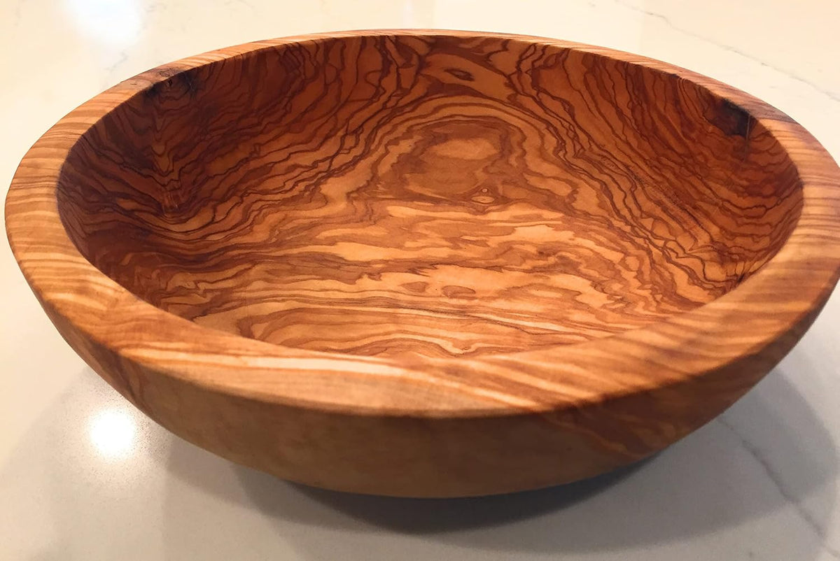 11" Artisan Olive Wood Serving Bowl/Centerpiece Unique decorative Wooden Bowl for Fruit, Salad, Snacks, Chips. In Small 6", Med 7", Lg 8", XL 11", XXL 12". (Extra Large 11 inch)