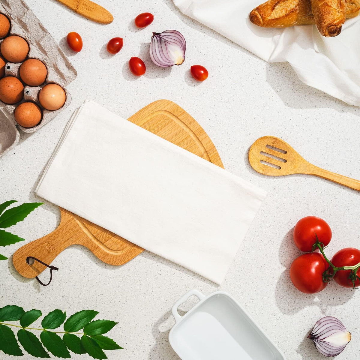 Bulk Tea Towels - 50 Pack 100% Cotton Wholesale Tea Towels - Bulk White Kitchen Towels - Easy to Customize, Personalize and Print - 27"x27" (White - 50 Pack)