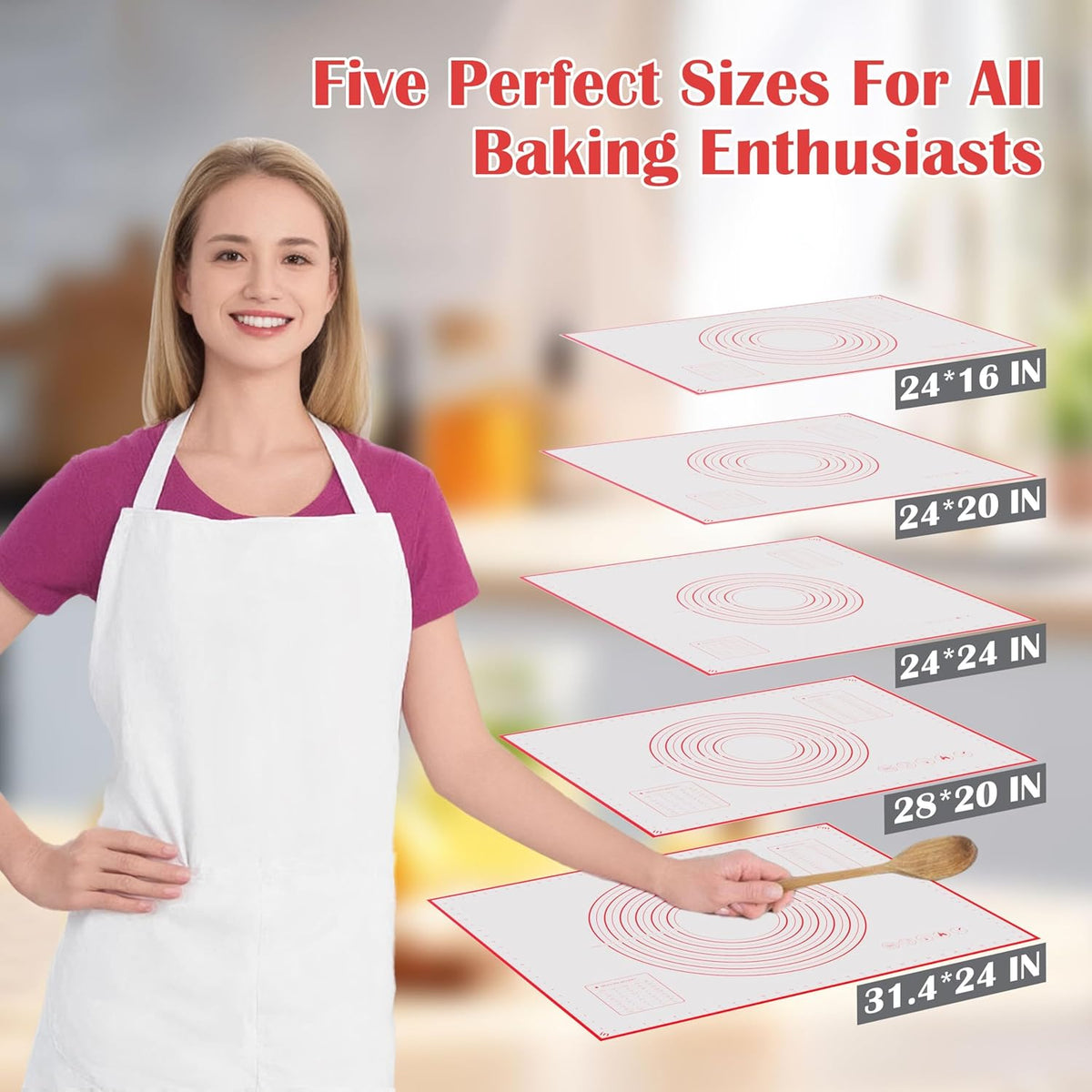 BlueBark 1 PCS - 24"L x 20"W Non-stick Silicone Baking Mat for Pastry & Dough, Sourdough Bread Making Tools, Kitchen Counter, Cooking Enthusiasts