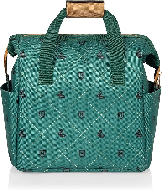 PICNIC TIME Harry Potter Slytherin On The Go Lunch Cooler, Soft Cooler Lunch Box, Insulated Lunch Bag, (Black with Green Accents)