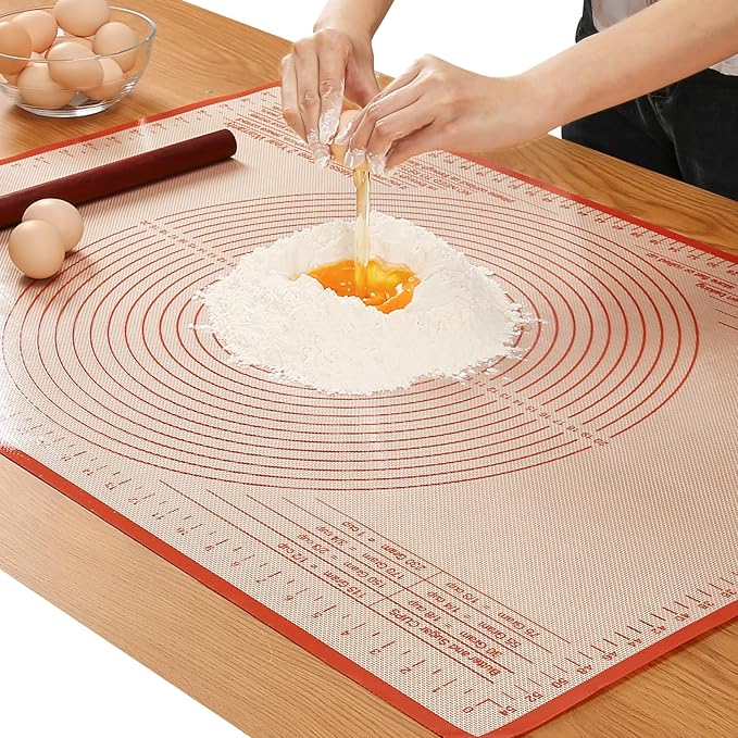 Silicone Pastry Mat 36x24 Inch Nonstick Baking Mat -Perfect for Doug, Pastry, Dough Rolling, Kneading Board, Pie Crust, Fondant, Pasta/Pizza, Kitchen Counter Mat