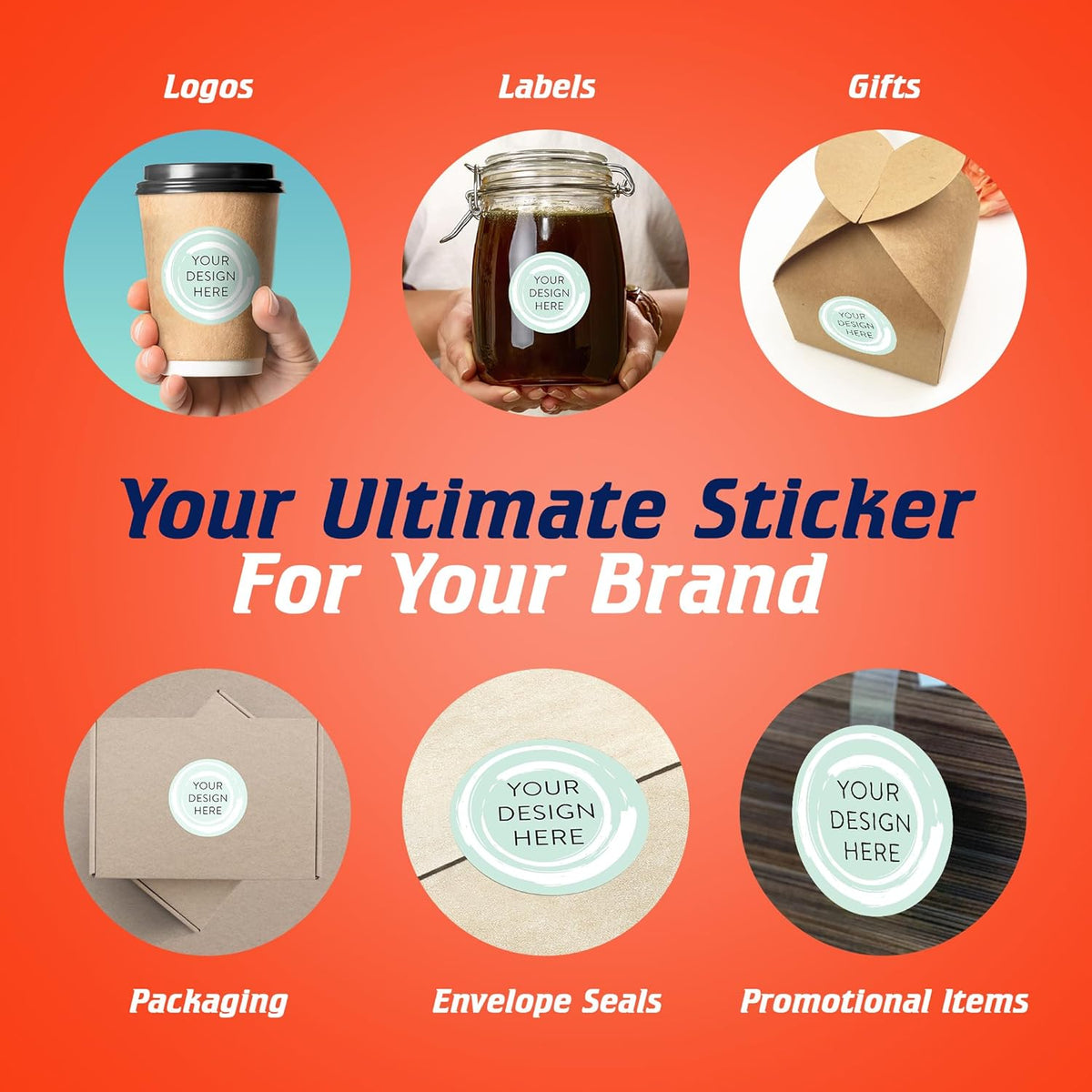 100 Custom Vinyl Stickers - Upload Your own Image, Text, Design, Logo - Personalized Logo Labels for Handmade, Packaging, Bottle, Jars, Candle, Brand Stickers (Mint, 2x2)