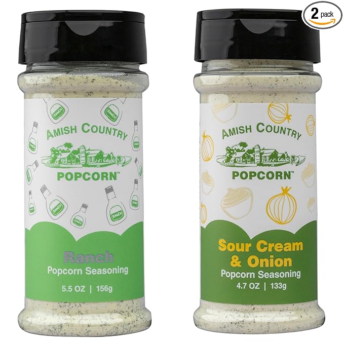 Amish Country Popcorn | Sour Cream and Onion & Ranch Popcorn Seasoning | 2 Pack Seasoning Bundle
