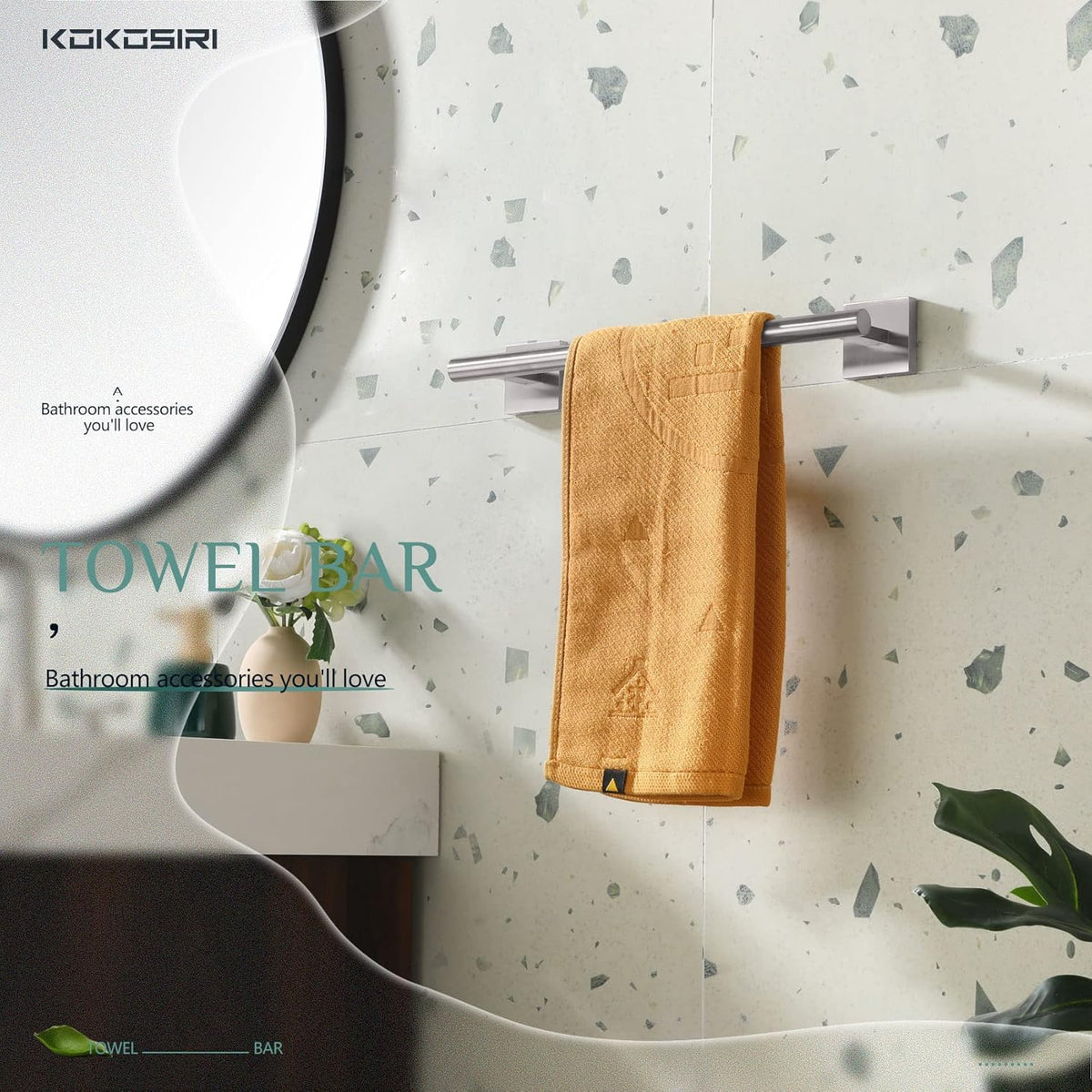 KOKOSIRI Towel Holder 12 Inch Bathroom Hand Towel Bar for Bath Kitchen Toilet Brushed Nickel Stainless Steel B4005BR-L12