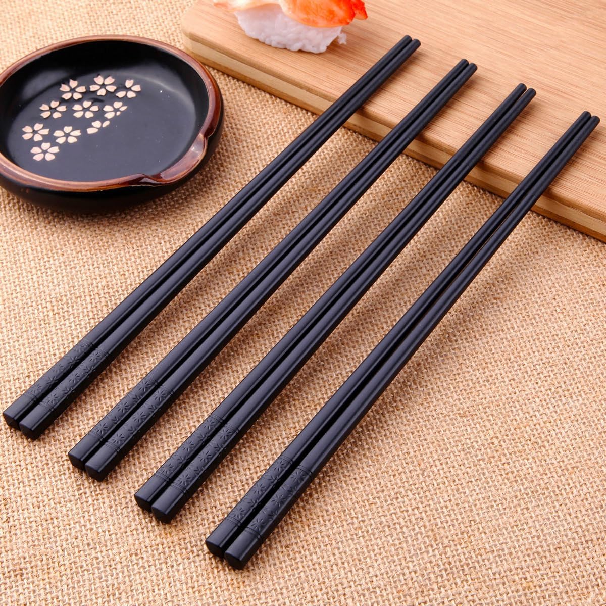 VIWIK Reusable Chopsticks 5 Pairs Premium Fiberglass Chop sticks – Lightweight Non-Slip Design Easy to Clean Dishwasher Safe 9 1/2 Inches – Gift Set