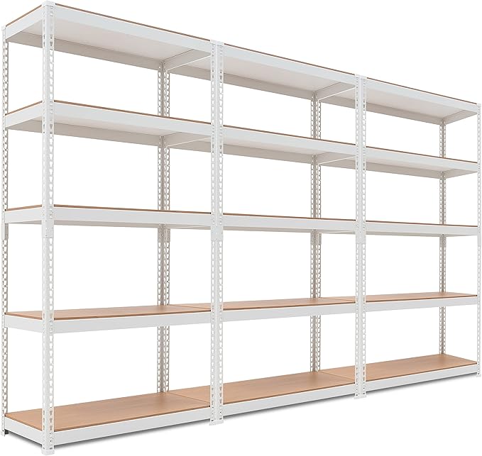 HOMEDANT 5 Tier White Storage Shelves Adjustable Laminated Boltless Garage Metal Shelving Unit Heavy Duty Utility Rack Shelf Warehouse Pantry Closet Kitchen 35.9" W x 16.2" D x 71.3" H White 3Pack
