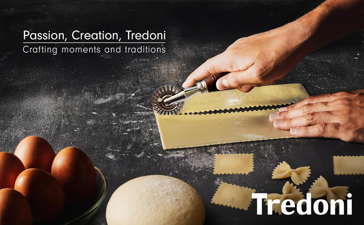 1.6" Pastry Wheel - Dough Stamp Cutter/Crimper, Pasta/Ravioli/Pie Maker, 4cm Stainless Steel Wheel Wooden Handle