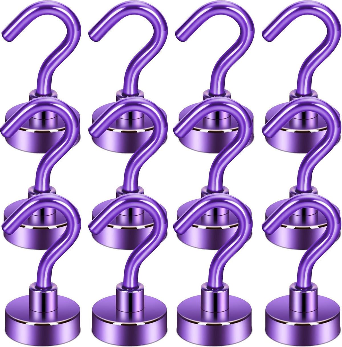 Neosmuk Magnetic Hooks, Cruise Ship Essentials, 30lb+ Heavy Duty Magnetic Hooks for Cruise Cabins, Refrigerator, Grill, Hanging, and Travel | Extra Strong Must-Haves Magnet Hook(Purple,Pack of 12)