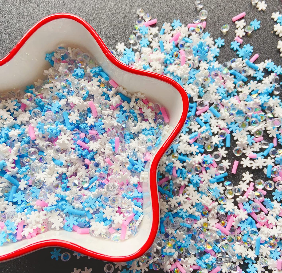 EHOPE Fake Sprinkles Fake Christmas Sprinkles Fake Candy Sprinkles Clay Sprinkles Polymer Sprinkles Polymer Clay Slices for Nail Art DIY Crafts Cake Phone(40G-Sugar granules+Snowflake-21)