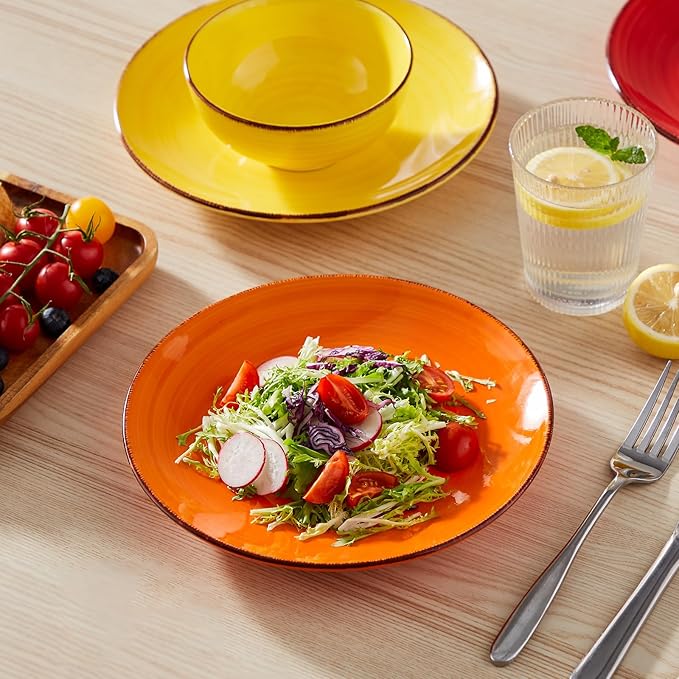 vancasso Bonita Salad Plates, 8.5 inch Colorful Small Dinner Plates Set, Ceramic Dessert Plate Serving Dishes set of 6, Microwave, Oven and Dishwasher Safe, Assorted Color
