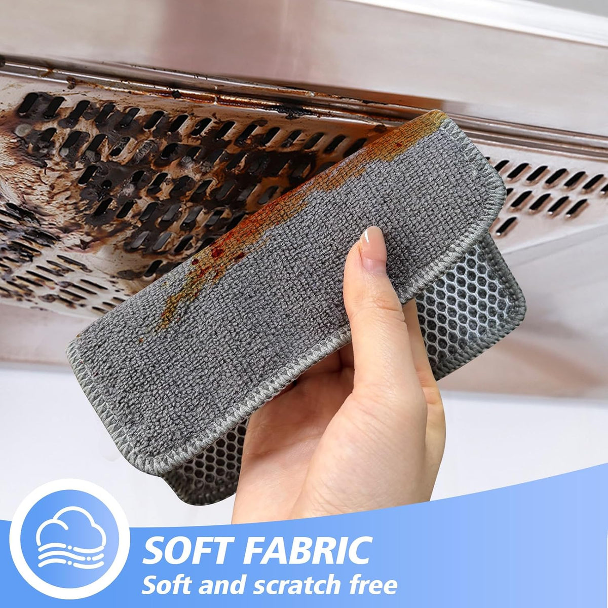 KinHwa Kitchen Washcloths for Dishes Absorbent Microfiber Dish Cloths Quick Dry Dish Rags with Poly Scour Scrub Side Ideal for Kitchen Cleaning (Gray, 6inch X6inch 9Pack)