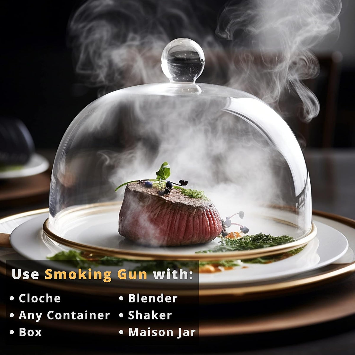 Acacia Whiskey Smoker Kit with Smoking Gun and Wood Chips (Apple & Cherry) - Drink Smoker Kit - Cocktail Smoke Set - Whiskey Gifts for Men (Torch Not Required)