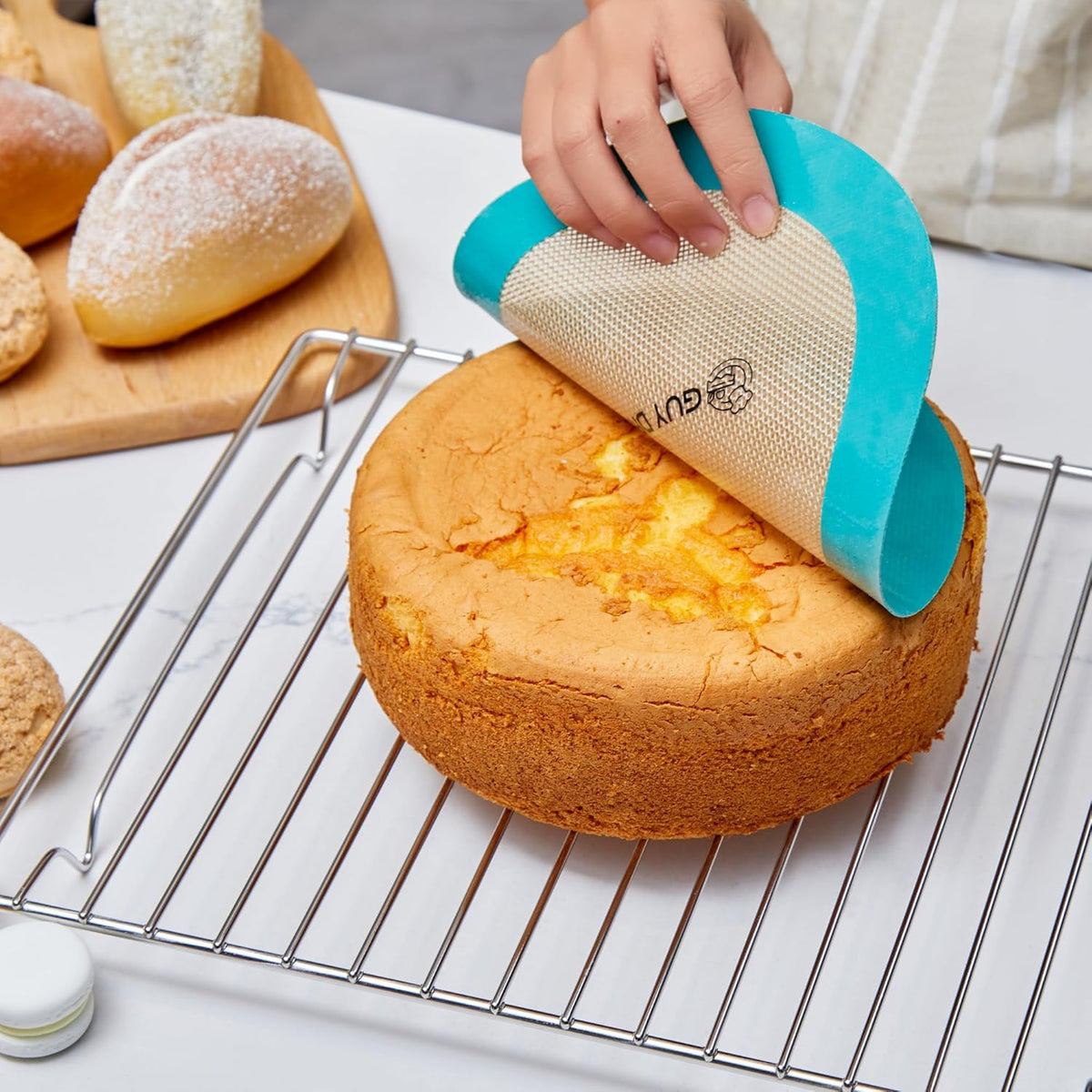 GUYDREMAT 9-Inch Silicone Baking Mats Set of 2 - Non-Adhesive, Heat Resistant Up to 480°F, Durable for Baking Cakes, Pizza, Pastries, Bread, Easy Storage, Ideal for Convection Ovens